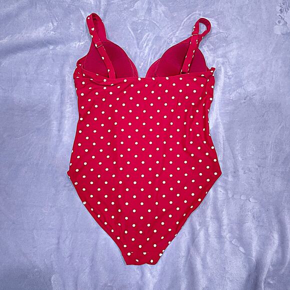 NIPTUCK SWIM Polka Dot One Piece Swimsuit Red White Tummy Control Womens US 10 - Picture 2 of 5